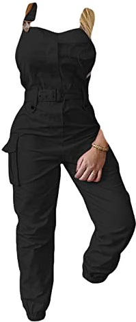 ORANDESIGNE Salopette Cargo da Donna Tute Cargo Casual Senza Maniche Pagliaccetto con Bretelle Pantaloni con Cintura e Tasca Pantaloni Eleganti a Matita Tuta Ampia