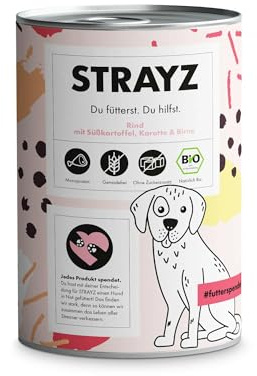 STRAYZ BIO Hund Nassfutter Rind mit Süßkartoffel, Karotte & Birne (0.4 kg)