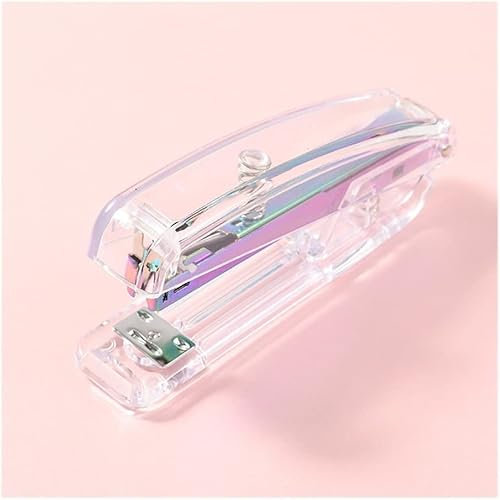 Hefter, Bürohefter, Desktop-Hefter, transparenter Acryl-Hefter, Stanzer, Nagelheber, mattierte Bunte Schere, klein (Farbe: Roségold, Locher) (Farbe: bunter Hefter) (Farbe: transparent) (Color : Clear