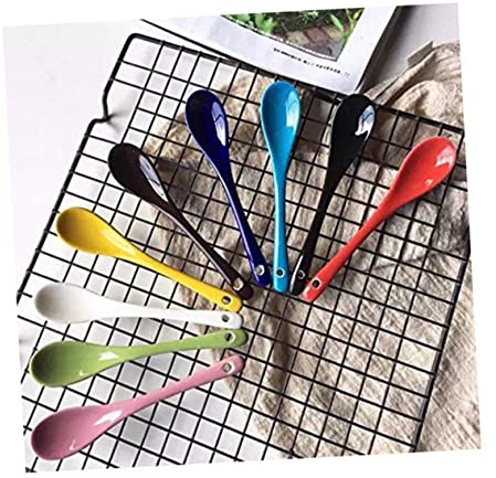 GRIRIW Lot de 8 Cuillères en Céramique pour Café 13cm, Multifonction, Design Élégant et Simple, Maison Restaurant