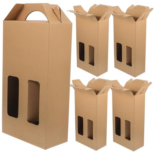 FOYTOKI 5 Stück Box Weintasche Flaschentasche Weinflaschenbehälter Getränkeflasche Träger Weintragetasche Weintragetasche Wiederverwendbare Geschenktasche Wein Einkaufstaschen Hülse Weihnachten Papier