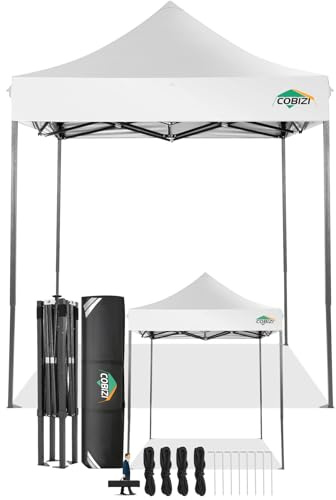 COBIZI Carpa Plegable 2x2 sin Pared Lateral,Impermeable Carpa Plegable,Carpas para Exteriores Pergola,Cenadores para Jardin Fiesta Camping Playa (2 por 2m Blanco)