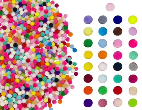 Lhbwhiz 500 Stück Bunte Pompons,Mini Pompons Bunt,Bälle zum Basteln,Hoch elastische Plüsch Bälle,zum DIY kreatives Basteln,Dekorieren,Kleidung(runden)