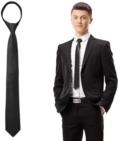 DGUSO Krawatte Schwarz,Schwarze Krawatte Herren,Schwarze Krawatte,Krawatte Schwarz Herren,Geeignet für Hochzeiten,Abschlussfeiern,Aufführungen,Geschäftsfeiern Im Büro,Beerdigungen