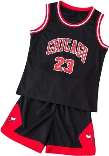 EZB Kids Boys Basketball 2-Piece Performance Tank Top Training Jersey and Shorts Set (Black, 9-10 Years)