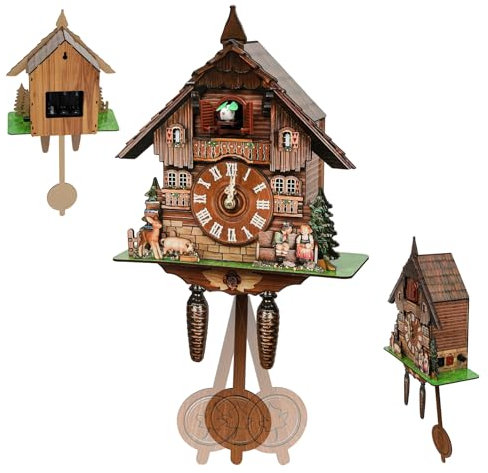 Orologio a cucù in legno, orologio a cucù della foresta nera, stile retrò, orologio da parete con pendolo, per soggiorno, camera da letto, cucina, ristorante, caffetteria, decorazione alberghiera