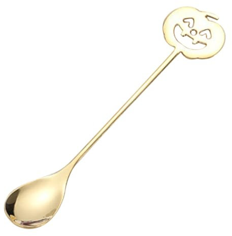 Alipis Stainless Steel Pumpkin Head Coffee Spoon 6 Inch Halloween Dessert Stirrer for Cocktails and Home Use