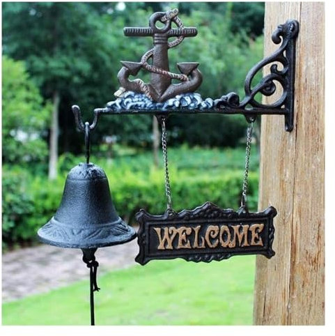 Cast Iron Doorbell, Dinner Bell, wall mounted bell Cast Iron Bell, Welcome Entry Door Bell, Antique Doorbell Decoration