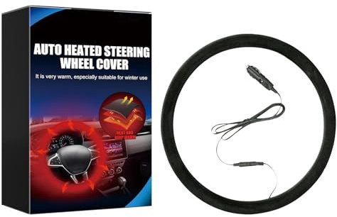 Coprivolante riscaldato, coprivolante riscaldato, 12 V, copertura per volante auto, con riscaldamento rapido, adatto per 14,5 – 15,5 pollici