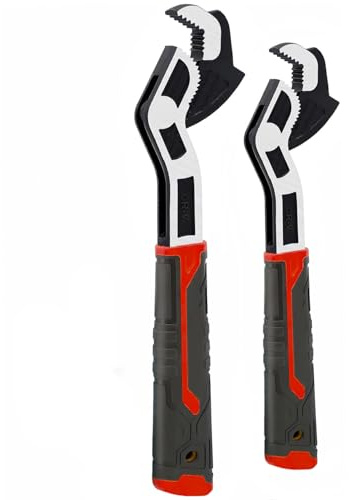 Generisch 2er Set Universal Verstellbarer Schraubenschlüssel, Selbsteinstellend Rohrzange Maulschlüssel Rollgabelschlüssel aus CR-V Stahl mit Gummigriff, 9mm-43mm Maulweite