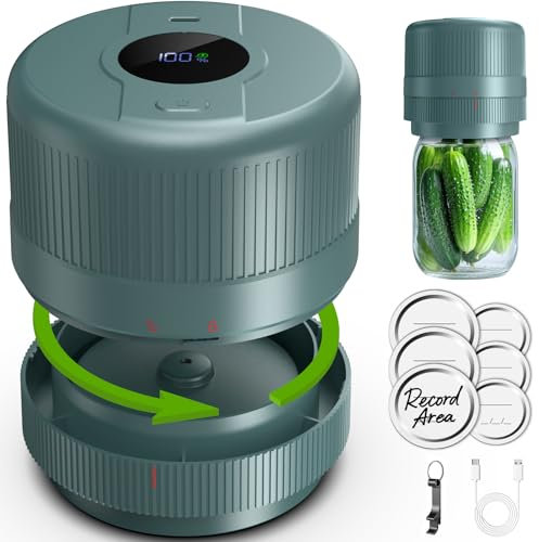 Wothfav Machine Sous Vide pour Bocaux en Verre, Scelleuse sous Vide Bocaux, Mason Jar Vacuum Sealer pour Bocaux à Ouverture Normale, Affichage LCD, Conservation des Aliments et Fermentation-Gris