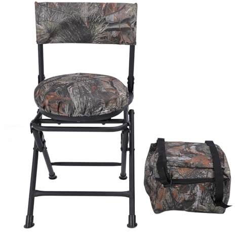 Tnfeeon Chaise pivotante 360° Pliante légère pour Chasse et pêche, Coussin rembourré Portable, idéale Camouflage extérieur