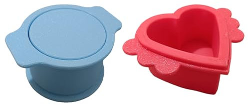 Cake Pop Mold Shapes Cutter and Pusher Set, Heart and Circle Cakepop Molds for Baking, Uncrustable Sandwich Maker, Biscuit Pastry Toastie Press Cutter for Kids Breakfast and Parties (Red & Blue)
