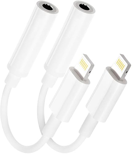 GNUADZ 2 Pack Lightning to Jack Adapter,3.5 mm Headphone Adapter | [MFi Certified ] iPhone Aux Adapter,iPhone Audio Compatible with iPhone 14 Pro Max/14 Pro/14/14 Plus/13/12/11/SE/X/XR/XS/8/7