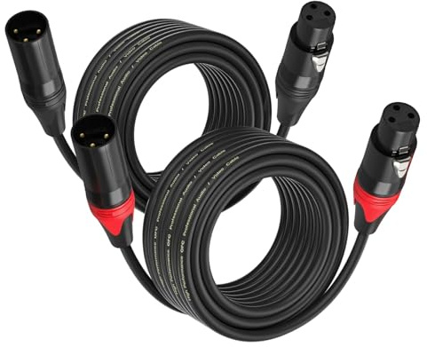 VOXYNK XLR Kabel 2 Pack Mikrofonkabel XLR Stecker auf XLR Busche Kabel Kompatibel mit Mikrofone oder andere Studio Ausrüstung an einen PA, Mischpult oder Aktivlautsprecher (2m/6.56ft)