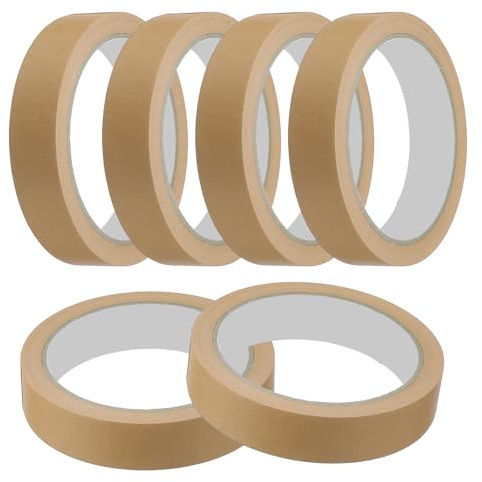QUARKZMAN Ruban de masquage 20 mm x 20 mètres Ruban de peintre Marron Rubans de peinture pour bricolage artisanat arts dessin étiquetage peinture de voiture Créateurs enseignants, Lot de 6