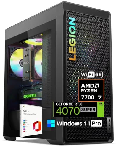Lenovo Legion T5 Gen 8 Gaming Tower Desktop PC, AMD Ryzen 7700(Beat i9), NVIDIA RTX 4070 Super 12GB GDDR6X, 64 GB DDR5, 1 TB SSD, WiFi 6E, BT5.3, Windows 11 Pro, KB & Mouse Set