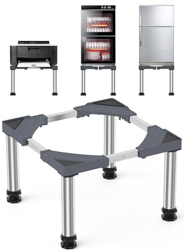 DEWEL Mini Base Per Frigorifero Rialzata, Altezza 33-36 CM, Base Per Lavastoviglie 45-67 CM Con 4 Piedini Robusti, Carico 200 KG Per Asciugatrice Armadio Frigorifero (Grigio)
