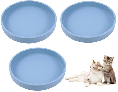 Silikon-Hundenapf, flach, Katzenfutter, 15,2 cm breit, Katzennäpfe mit Schnurrhaar, kein Verschütten, weniger Unordnung, Hundeteller für Trocken- und Nassfutter, Set mit 3 Welpennäpfen für kleine