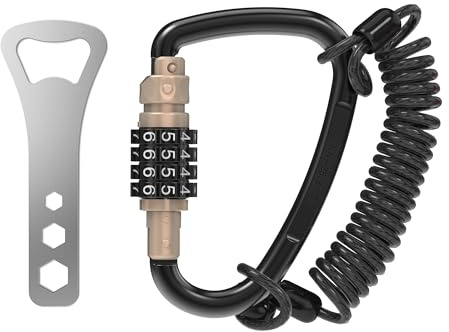 UP Security Combination Lock D Ring with Retractable Cable, 4 Digit Combo Lock for Helmet Safe, Backpack, Luggage Anti-theft, Stroller, Scooter, Gym Locker, Fence, Travel, Outdoor Use (D Ring, Golden)