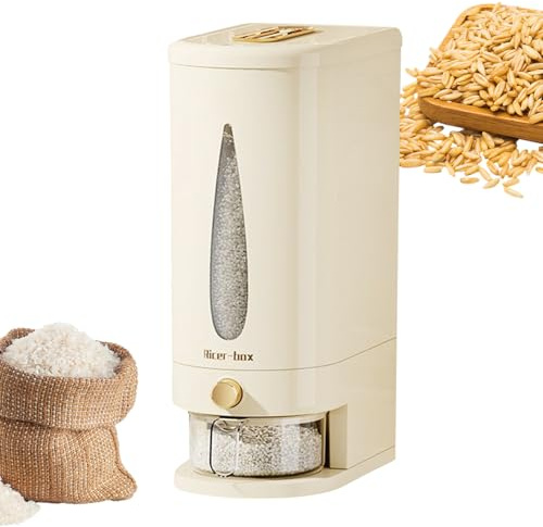 Patifirst Dispenser Con Ciotola Per Riso, Contenitore Per Riso 10 Kg, Contenitori plasticas Con Coperchio & Cilindro Di Misura, Contenitore Risos Contenitori Cucina Per Muesli, Cereali