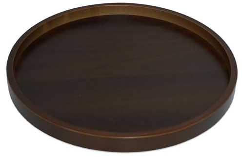 hocadon Serviertablett Holz Dekotablett 30cm Durchmesser Deko Tablett Rund Esstablett Speiseteller Holz für Getränke, Kaffee, Tischdeko, Partys, Bars, Heimdekoration