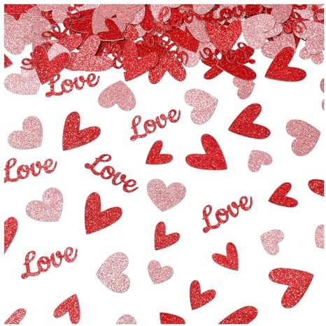 Ovanda 100 Stück Herz Konfetti Glitzer,Herz Streudeko,Herzn Tischdeko | Hochzeitsdeko Valentinstag Dekoration,Herzen Konfetti Hochzeit,Glitzer Herzenkonfetti,Hochzeit Rot Confetti,Valentinstag