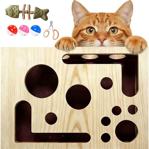 Katzen Kratz Puzzle-，Katze Kratzbrett-kratzpuzzle-spielbox für Katzen: stressfreie Alternative zu nagelknipsern und nagelschleife (Non-Removable)
