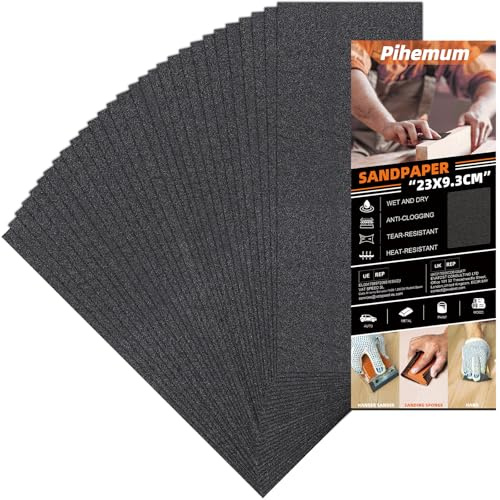 30 PCS Wet Dry Sandpaper 120 Grit Sheets for Polishing & Finishing | 9 x 3.6 Inch Sand Paper Assortment Pack, Silicon Carbide Abrasive, Grit Marked Sheets, Wood, Metal & Automotive Polishing