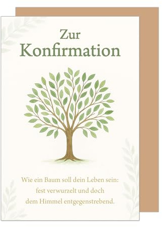 Edition Seidel Premium Glückwunschkarte zur Konfirmation mit Umschlag. Konfirmationskarte Karte Grußkarte Mädchen Jungen Jugendliche Baum Natur (KF330 SW026)