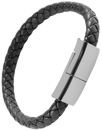Kaelaxroy 3-i-1 USB C till iOS laddningsarmband, kort kabel 22,5 cm, resetillbehör för smartphone, Power Bank, bärbart läderarmband
