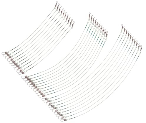 Levemolo Línea de Pesca Líder de Acero Resistente 60 Piezas (15/20/25 Cm) con Eslabones Giratorios y Enlaces de Señuelo para Agua Dulce y Salada, Anti Mordedura para Pesca Deportiva