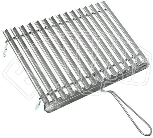 GRATICOLA INOX CM 50X35 CON PIEDI PISTE RACCOGLI GRASSO GRIGLIA BARBECUE ARROSTO