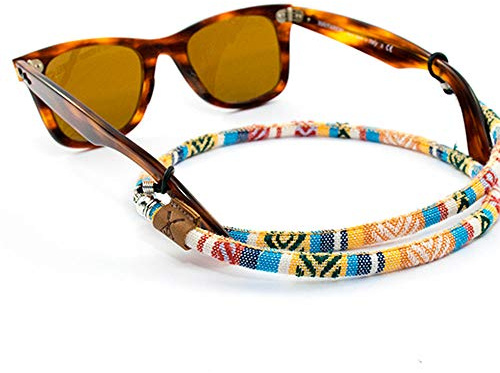 SAGONE Cordón para Gafas Salobreña hecho a mano en España, Algodón, Amarillo, Blanco, Azul
