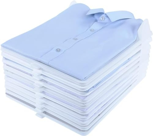 10 Pack Wardrobe Clothes Organisers and Shirt Folder, Anti-wrinkle Clothes Storage Holders, Laundry Jumper Divider Shelf Stack Folding Board