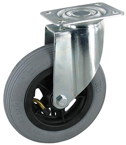 Rollentechnik Lenkrolle ohne Feststeller Rad Luftreifen Ø150x30 mit Kugellager & Anschraubplatte Bauhöhe 185mm Tragfähigkeit 60 kg