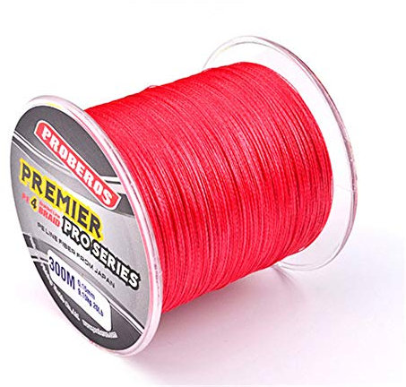 300m Geflochtene Angelschnur, haltbares PE,4 Strang Angelleine Fishing Braid Line, Durchmesser 0.1mm-0.6mm, ziehen 6lb-80lb (Rot,5.0-0.36mm-50lb/22.6kg)