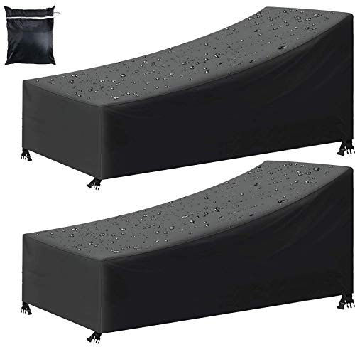 2er Pack Gartenliege Abdeckung, Sonnenliege Liegestuhl Abdeckung Wasserdicht, Winddicht UV-Beständiges, 210D Oxford Gewebe Schutzhülle für Sonnenliege, Liegestuhl, Deckchair (200x75x40/70CM)