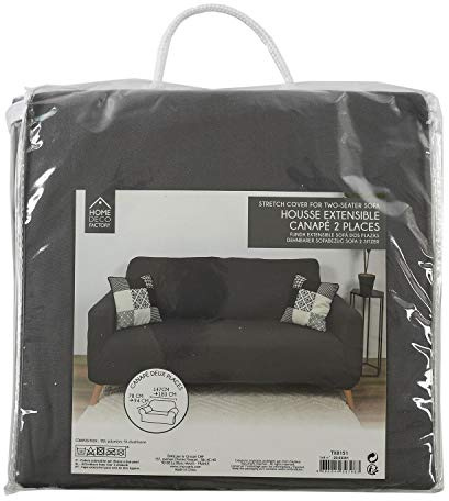 HOME DECO FACTORY TX8151 Home Factory-TX8151, ausziehbarer Bezug, 2-Sitzer, grau, Dekostoff, Innendecke, Decke und Bettüberwurf, Polyester, 170 x 80 x 80 cm