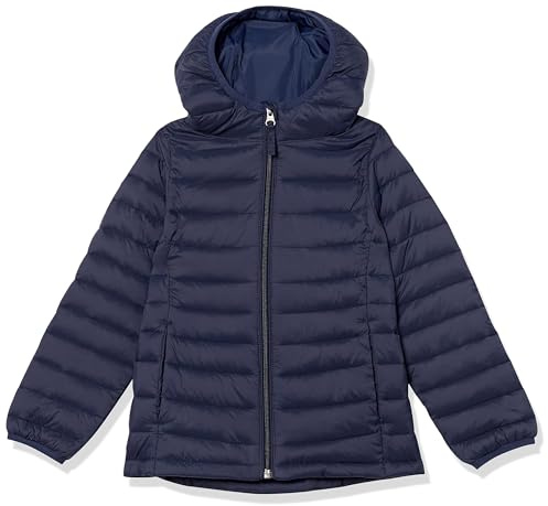 Amazon Essentials Niñas Chaqueta Acolchada con Capucha, Plegable, Ligera y Resistente a la Lluvia