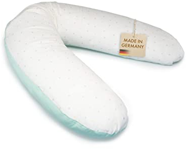 pic Bear Premium Stillkissen - hochwertiges Schwangerschaftskissen - anschmiegsames Lagerungskissen aus Baumwolle - schadstofffreies Seitenschläferkissen - 194 cm Premium - Punkte Bunt - Uni Bay