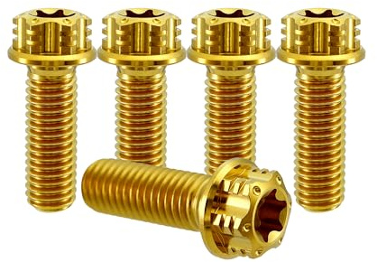 5 Stück Titanschrauben M6x1.0x16mm für Motorräder Fahrrad Auto | Flanschschraube Torx Kopf Flansch Schrauben Sechskantschrauben Gewindeschrauben GR5 Titanbolzen Befestigungen