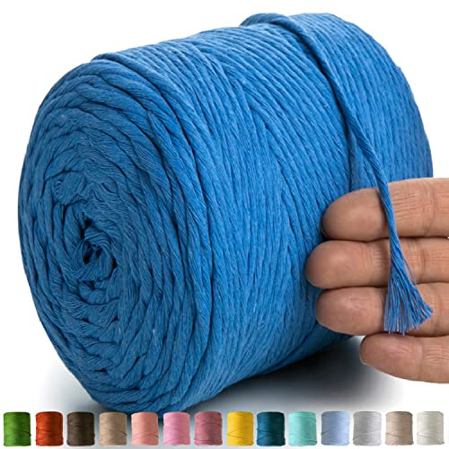MeriWoolArt® Corda di Cotone 4mm 225m Corda Macramè Naturale, Filato Morbido per Tessuto da Parete, Macrame Fatto A Mano Parete Appeso Boho, Piume Macramè Acchiappasogni, Decorazione Macramè Fai Da Te