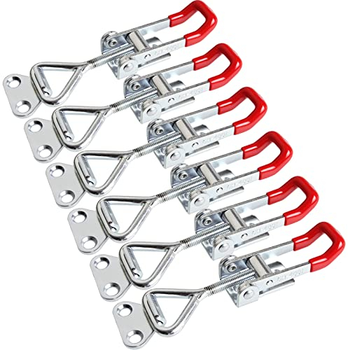 LOLYSIC 6 pezzi GH-4001, Chiusura a Leva Regolabile in Metallo, Fibbia in Metallo 150kg/330lbs, Blocco Leva Fibbia a Stecca, per porta, dispositivo