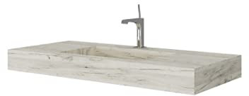 Kiamami Valentina - Lavabo in hpl da 100cm ad installazione sospesa in rovere ghiaccio effetto legno