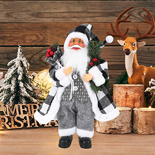 GLAITC Santa Claus Figure - 30cm Realistic Traditional Santa Claus for Christmas Table Decor, White