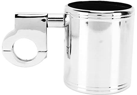 Akozon Lenker-Getränkehalter Chrom Verstellbar Universal für Motorräder & ATVs 22-32 mm Griff - Silber