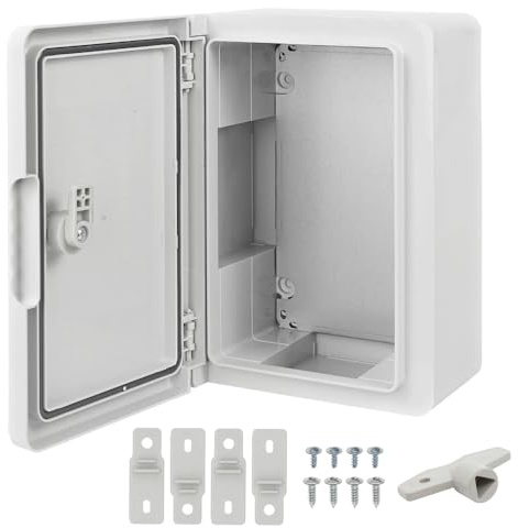 Ralertreik Armario de Distribución para Pared con Placa de Montaje Galvanizada, Caja Industrial de Control Vacía de Plástico ABS con Puerta Protección IP65, tamaño 200x300x130