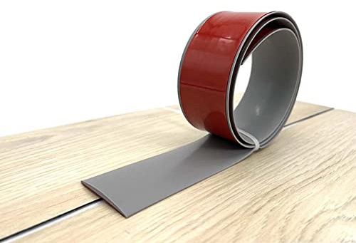 IGTOPS PVC Selbstklebend Abdeckleiste 1/3/10M Übergangsprofil Wasserdicht Selbstklebend,Übergangsschiene Abschlussprofil,Gummi Wandsockelleiste,Boden Teppich Laminat (Grau, 10M)