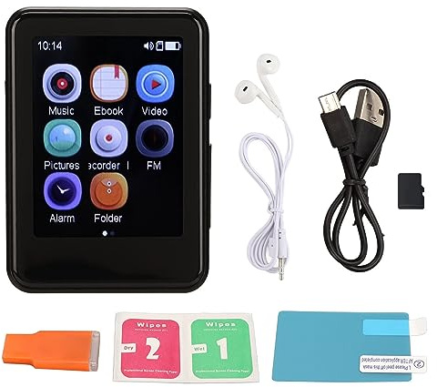 Lecteur MP3 MP4 WiFi avec Bluetooth 5.0, Lecteur de Musique à écran Tactile sans Perte HiFi avec Radio Haut-Parleur, Enregistreur, Ebook, Horloge (32 Go)